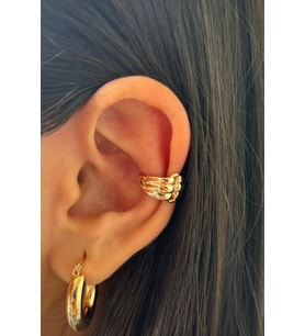Çoklu Görünüm Sıkıştırmalı Earcuff Kıkırdak Zirkon Taşlı Gold Kadın Çelik Küpe Kararmaz Renk Atmaz
