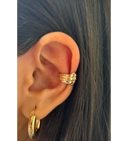Çoklu Görünüm Sıkıştırmalı Earcuff Kıkırdak Zirkon Taşlı Gold Kadın Çelik Küpe Kararmaz Renk Atmaz