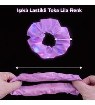 Lila Mor Renk Led Işıklı Lastikli Saç Tokası - 3 Modlu Festival Parti Saç Tokası