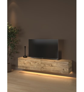 Rami Duvara Monte Led Işıklı, Dolaplı Tv Ünitesi - Tv Sehpası - Minifiksli - Atlantik Çam