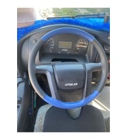 DİKİŞLİ DİREKSİYON KILIFI SİYAH/MAVİ DERİ MAVİ DİKİŞLİ OTOKAR OTOBÜS İÇİN
