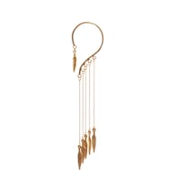 Kadın Altın Renk Lak Kaplama Sallantılı Yaprak Charm Earcuff&Kıkırdak Küpe