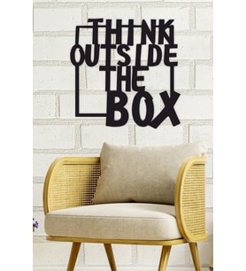 UNT "think outside the box" Duvar Dekoru - Süsü, Ahşap Dekoratif Tablo (Siyah)