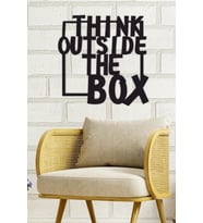 UNT "think outside the box" Duvar Dekoru - Süsü, Ahşap Dekoratif Tablo (Siyah)