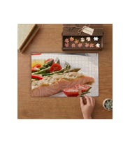 Somon Balığı ve Sebzeler Tasarımı 240 parça Ahşap Puzzle Ahşap Kutuda MP01809
