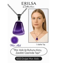 Sertifikalı AAA+ Mor Akik Taşı Kolye – Beşgen Model, Gümüş Aparatlı