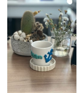 Çapa  Figürlü  İsimli Kupa Mug (Krem)