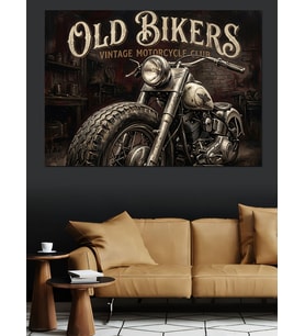 Old Bikers Klasik Motosiklet Tabelası Dekoratif Kanvas - Mdf Ahşap Tablo
