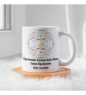 Öğretmenler Günü İçin Kişiye Özel Porselen Kupa Bardak - BY-KP-0000311 (Beyaz)