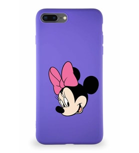 Apple iPhone 7 Plus Soft Premier Kapak Minnie Mouse-B Tasarımlı Silikon Kılıf - Mor (Şeffaf)