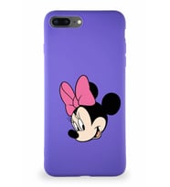 Apple iPhone 7 Plus Soft Premier Kapak Minnie Mouse-B Tasarımlı Silikon Kılıf - Mor (Şeffaf)