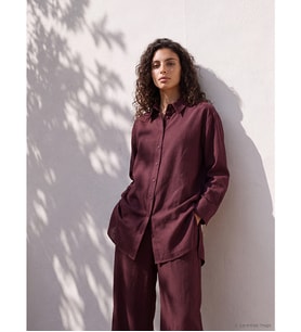 LCW Modest Bordo %100 Pamuklu Kadın Gömlek Tunik