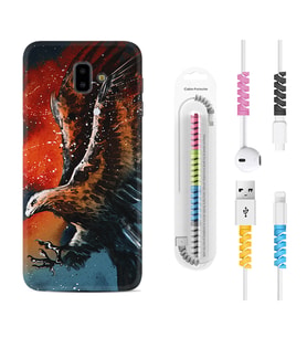Samsung J6 Plus J7 Prime J7 Pro M20 Kılıf Kablo Koruma Spiral Silikon Kartal Uçarken 1718
