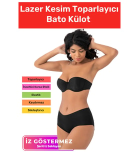 Özel Tasarım İz Göstermeyen Kaymaz Vücut Şekillendirici Kadın Lazer Kesim Toparlayıcı Bato Külot (Siyah)