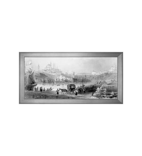 Eki İstanbul Motifli Kanvas Tablo 80 x 110 cm Silver Çerçeve