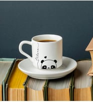 Sevimli Panda Baskılı Türk Kahvesi Fincanı Kişiye Özel
