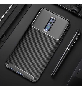 Oppo Reno Z Kılıf Karbon Silikon Case (Siyah)