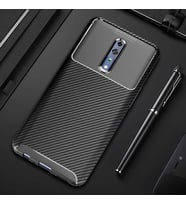 Oppo Reno Z Kılıf Karbon Silikon Case (Siyah)