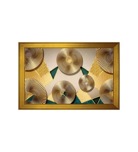 Soyut Şekiller Motifli Kanvas Tablo 50 x 70 cm Gold Çerçeve
