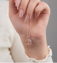 Mode Silver Kalp detaylı yonca gümüş kolye (Rose)