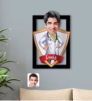 BK Gift Kişiye Özel İsimli Erkek Doktor Karikatürlü 3D Ahşap Tablo-1