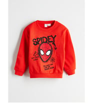 LCW Kids Kırmızı Spider-man Baskılı Erkek Çocuk Sweatshirt