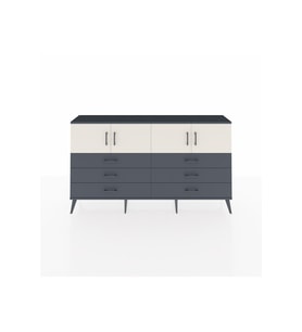 Arges Konsol 2 Raflı 6 Çekmeceli 4 Kapaklı 176x30x99 Antrasit-Aytaşı/Antrasit