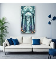 Dikey Panoramik Kanvas Tablo Gotik Mimari Denizanası Hayvan Tablosu Ev Ofis Duvar Dekoru