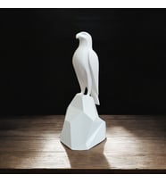 Şahin Biblo Heykel 3D Baskı Masa Üstü Dekor Dekoratif Ev Aksesuarı 15x7x6.5 cm (Pamuk Beyaz)