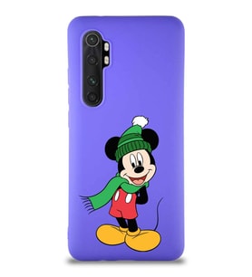 Xiaomi Mi Note 10 Lite Soft Premier Kapak Mickey Mouse-G Tasarımlı Silikon Kılıf - Mor (Şeffaf)