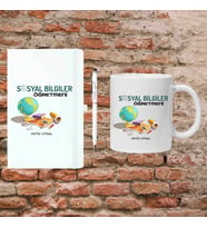 Öğretmenler Günü Hediyesi - Sosyal Bilgiler Öğretmenine Hediye - Kişiye Özel Defter, Kupa ve Kalem Seti