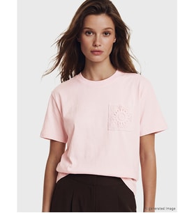 LCW Modest Pembe Dantel Nakışlı %100 Pamuklu Kadın Tişört