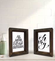Bk Gift Banyo Dekoratif 2'li Doğal Masif Ahşap Çerçeve 15x20cm-15 (Beyaz)