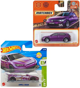 2 Araç Set - Matchbox 2021 Volkswagen Golf GTE & Hot Wheels Cupra e-Racer (1/64)