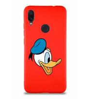 Xiaomi Redmi Note 7 Pro Soft Premier Kapak Donald Duck-F Tasarımlı Silikon Kılıf - Kırmızı (Şeffaf)