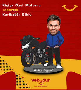 Kişiye Özel Motorcu Tasarımlı Karikatür Biblo Erkek Model-5