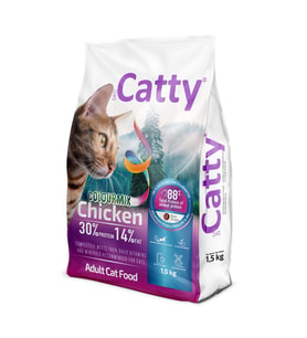 Catty Colourmix Yetişkin Kedi Maması Renkli Taneli Tavuklu 1,5 Kg (Beyaz)