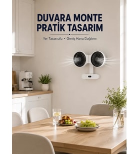 Dijital Göstergeli Çift Fan Başlıklı Masa Vantilatörü