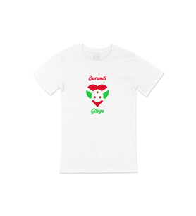 Gitega Burundi Bayraklı Kalpli Tişört (Beyaz)