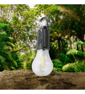 Taşınabilir Şarjlı Led Ampül Outhdoor Kamp Bahçe Lambası 10W Askılı Ayarlanabilir Seviyeli Led Işık (Siyah Beyaz)
