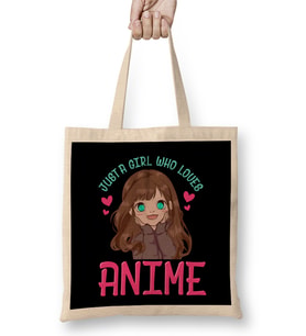 Cute & Funny Just A Girl Who Loves Anime Manga Bez Çanta Uzun Saplı