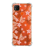 Xiaomi Redmi 9C Köşe Korumalı Antişok Kapak Floral Kırmızı Tasarımlı Şeffaf Silikon Kılıf