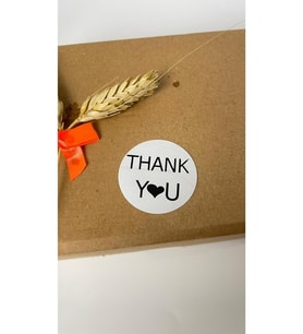 Thank You Kalpli Siyah Yazılı Beyaz Yuvarlak Yapışkanlı Etiket 3x3 cm 150 adet