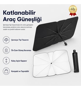 Katlanabilir Araç Ön Cam Güneşliği Şemsiye Tipi Isı ve Güneş Koruyucu Oto Güneşlik
