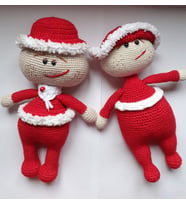 Yılbaşı Neşeli İkizleri Amigurumi Organik Oyuncak