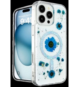 iPhone 16 Pro Kılıf Daisy Simli Magsafe Kapak - Mavi