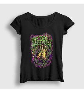 Presmono Kadın Siyah Hands The Devil Wears Prada T-Shirt 423493tt