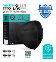 Medizer Qzer 20 Adet Siyah 5 Katmanlı FFP2 Korumalı Maske