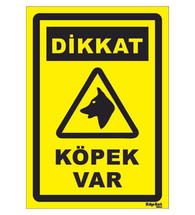 Dikkat Köpek Var 21x29.7 Cm A4 Boyudtunda Pvc Stıker Dijital Baskı (Çok Renkli)