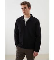 LCW Vision Siyah Polo Yaka Erkek Sweatshirt